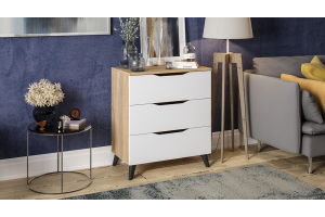 Комод Тип 3 с опорами Черный матовый, Дуб Сонома, Белый Ясень