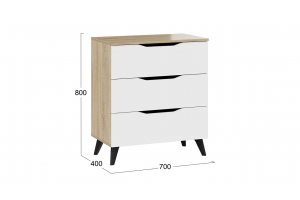 Комод Тип 3 с опорами Черный матовый, Дуб Сонома, Белый Ясень