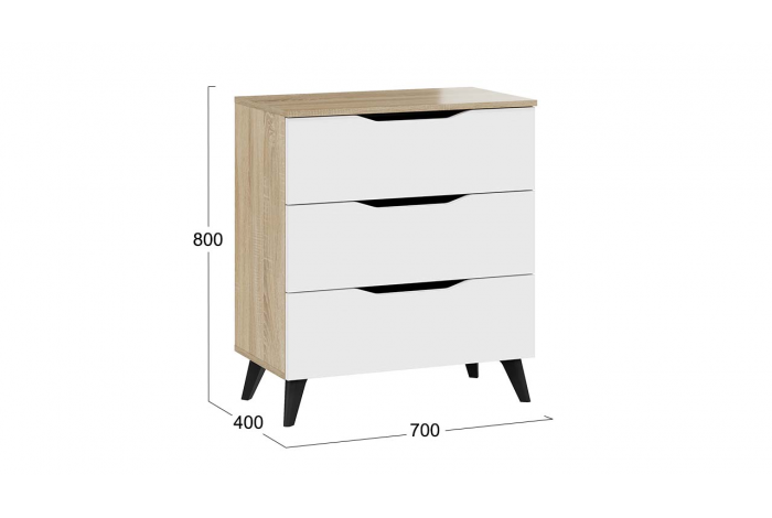 Комод Тип 3 с опорами Черный матовый, Дуб Сонома, Белый Ясень