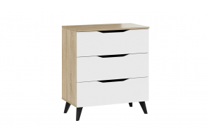 Комод Тип 3 с опорами Черный матовый, Дуб Сонома, Белый Ясень