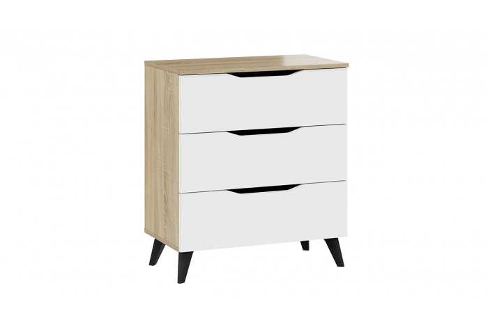 Комод Тип 3 с опорами Черный матовый, Дуб Сонома, Белый Ясень