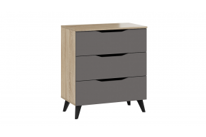 Комод Тип 3 с опорами Черный матовый, Дуб Сонома, Графит Серый