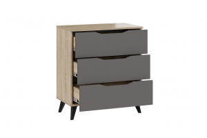 Комод Тип 3 с опорами Черный матовый, Дуб Сонома, Графит Серый