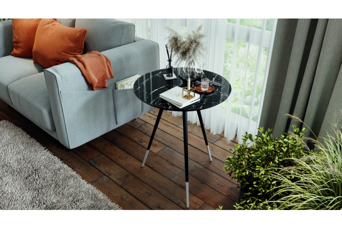 Стол журнальный «Vira» Черный муар, Черный мрамор