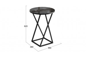 Стол журнальный ДП 1-03-05 исп. 2 Черный, Стекло Мрамор черный