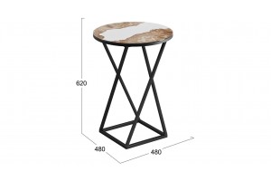 Стол журнальный ДП 1-03-05 исп. 2 Черный, Стекло с рисунком Слэб белый