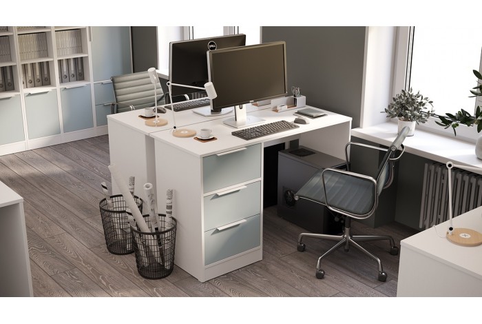 Модульная мебель для офиса «Марли» Белый, Серо-голубой