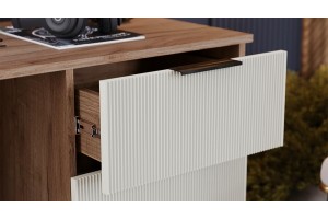 Стол письменный Графит Дуб Крафт Табачный, Холст Белый