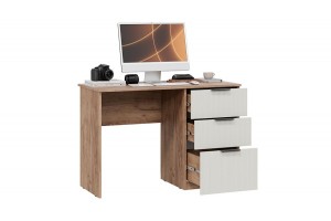 Стол письменный Графит Дуб Крафт Табачный, Холст Белый