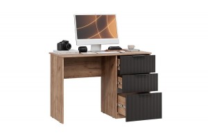 Стол письменный Графит Дуб Крафт Табачный, Холст Вулкан