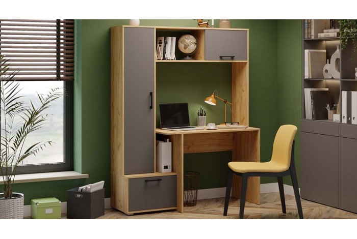 Стол письменный Тип 15 Дуб Крафт золотой, Графит Серый