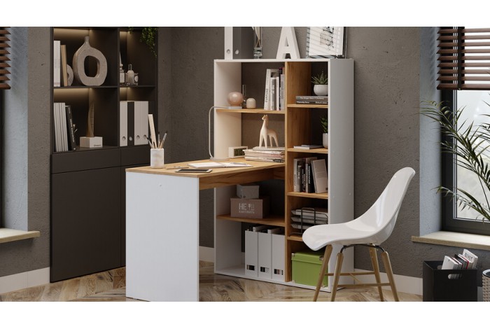 Стол письменный Тип 16 Белый Ясень, Дуб Крафт золотой