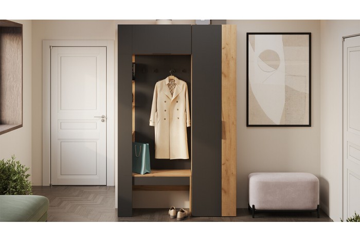 Прихожая «Асти» № 1 - ГН-001 Дуб крафт золотой/Антрацит