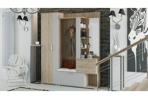 Модульная прихожая Эрика Дуб Сонома, Белый (поры дерева)