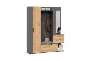 Прихожая Эрика №1 Тип 2 Графит Серый, Дуб Крафт золотой