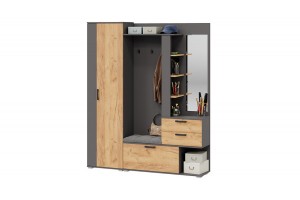 Прихожая Эрика №1 Тип 2 Графит Серый, Дуб Крафт золотой