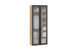 Прихожая Порто №6 Яблоня Беллуно, Графит софт, Стекло сатин черное