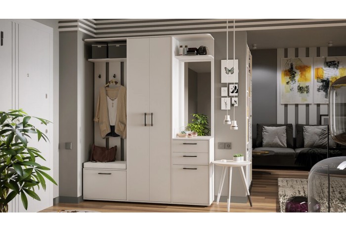 Набор мебели для прихожей «Витра» Тип 2 Белый Ясень