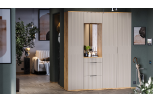 Прихожая Хилтон №1 Дуб Крафт золотой, Мокко матовый