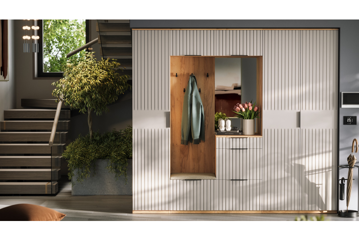 Прихожая «Хилтон» №2 Дуб Крафт золотой, Мокко матовый