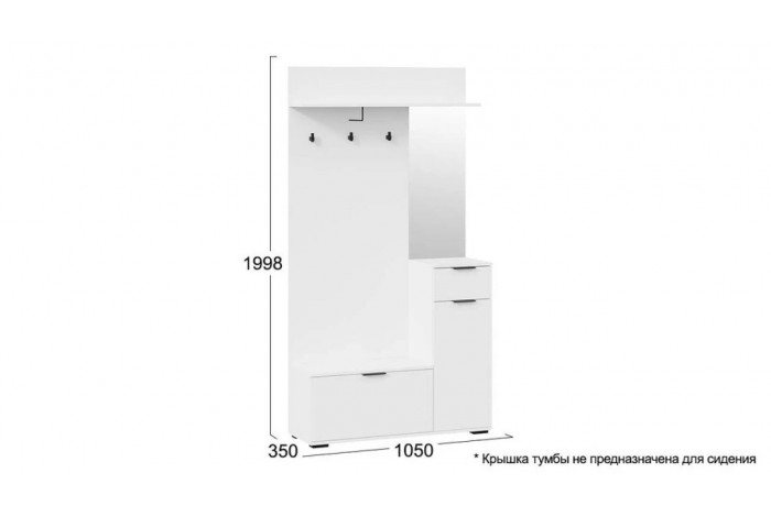 Модульная прихожая «Эвита» Белый Ясень