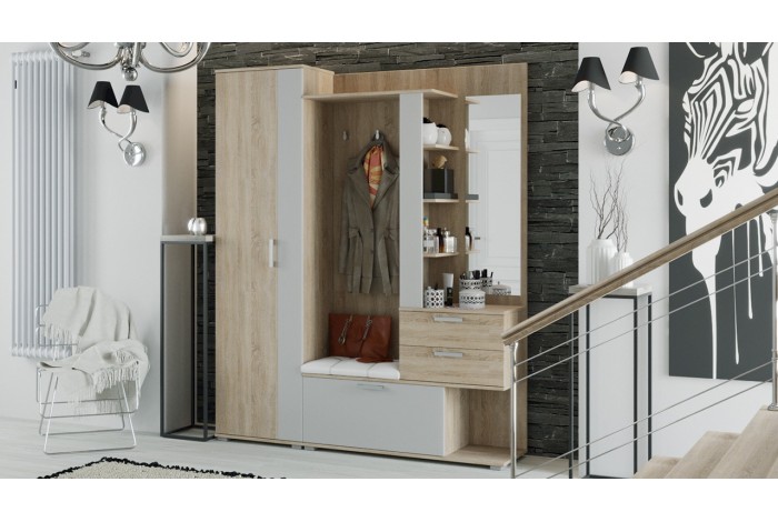 Прихожая «Эрика» №1 Дуб Сонома, Белый (поры дерева)