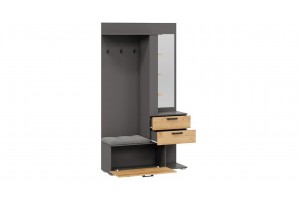 Модульная прихожая Эрика Тип 2 Графит Серый, Дуб Крафт золотой