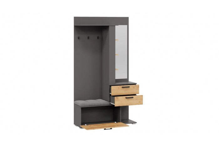 Модульная прихожая «Эрика» Тип 2 Графит Серый, Дуб Крафт золотой