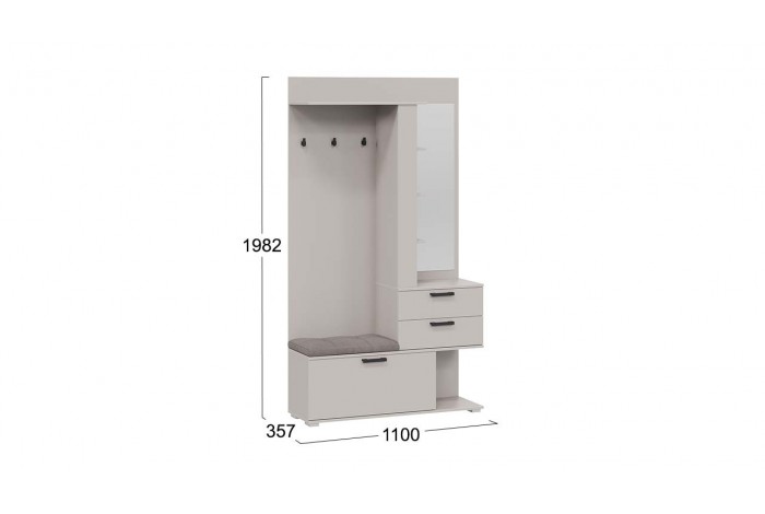 Вешалка комбинированная с крючками и зеркалом «Эрика» Тип 2 Кашемир