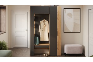 Модульная прихожая Асти Дуб крафт золотой/Антрацит