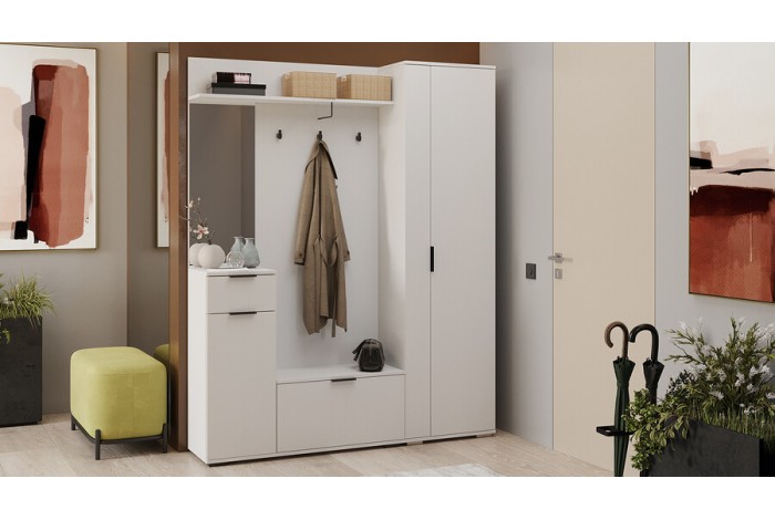 Модульная прихожая «Эвита» Белый Ясень