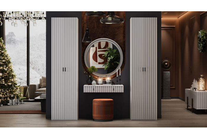 Модульная прихожая «Тиффани» Белый снег, Белый софт