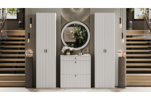 Модульная прихожая Тиффани Белый снег, Белый софт