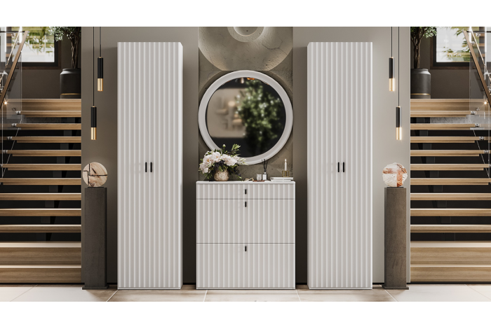 Модульная прихожая «Тиффани» Белый снег, Белый софт