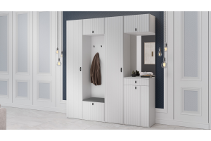 Модульная прихожая Тиффани Белый снег, Белый софт