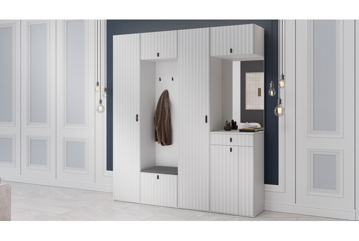 Модульная прихожая «Тиффани» Белый снег, Белый софт