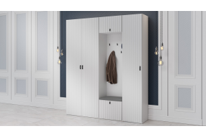 Модульная прихожая Тиффани Белый снег, Белый софт