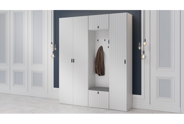 Модульная прихожая «Тиффани» Белый снег, Белый софт