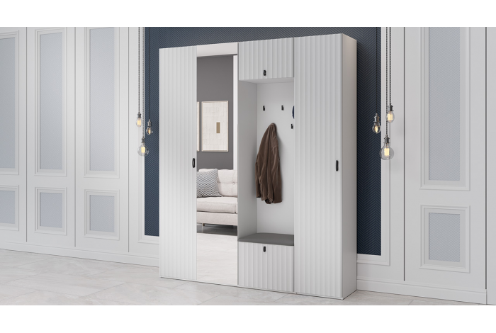 Модульная прихожая «Тиффани» Белый снег, Белый софт