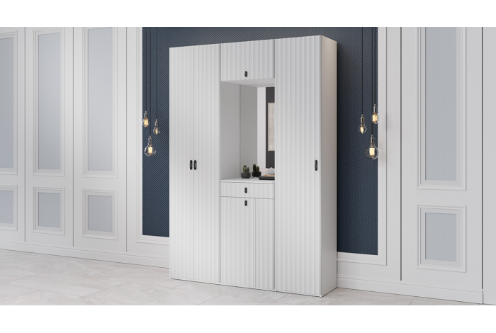 Модульная прихожая «Тиффани» Белый снег, Белый софт