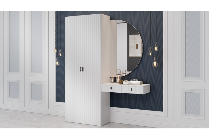 Модульная прихожая «Тиффани» Белый снег, Белый софт