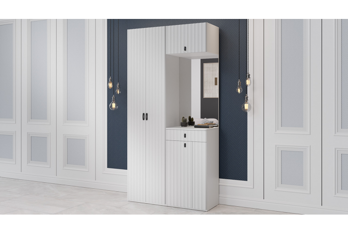 Модульная прихожая «Тиффани» Белый снег, Белый софт