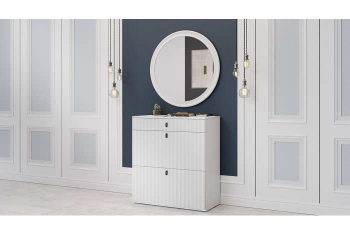 Модульная прихожая «Тиффани» Белый снег, Белый софт