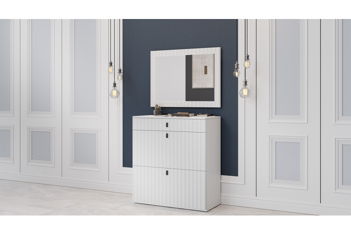 Модульная прихожая «Тиффани» Белый снег, Белый софт