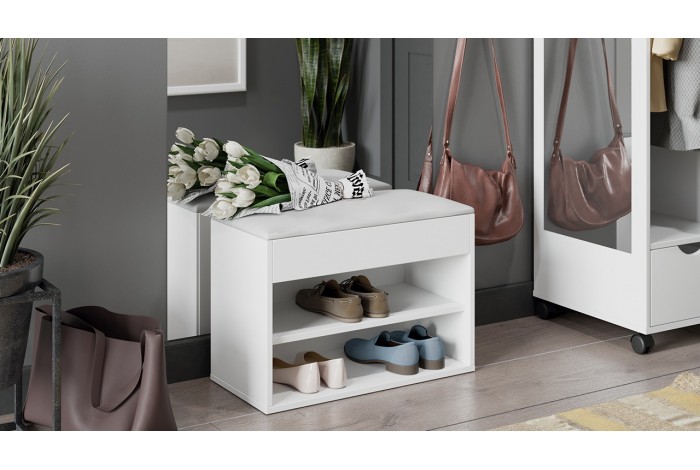 Тумба для обуви «Лайт» Тип 1 Белый глянец