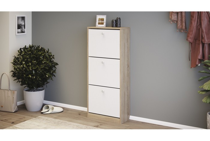 Тумба для обуви «Тетра» Тип 1 Исп. 2 Дуб Сонома, Белый