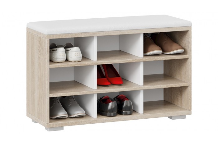 Тумба для обуви Тип 10 Дуб Сонома, Белый Ясень