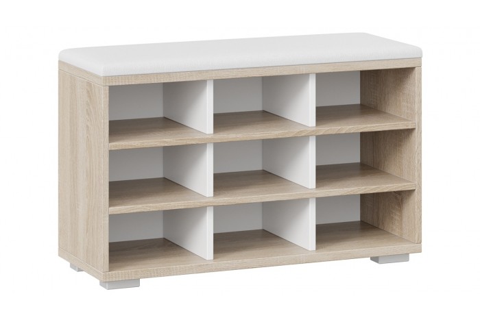 Тумба для обуви Тип 10 Дуб Сонома, Белый Ясень