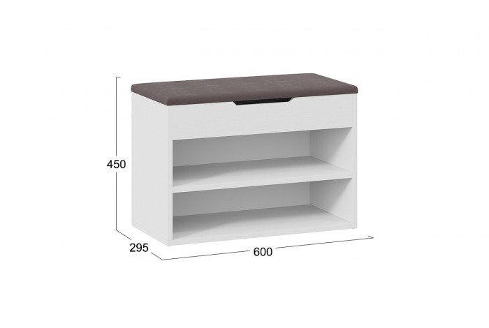 Тумба для обуви Тип 11 Белый Ясень, Велюр Серый