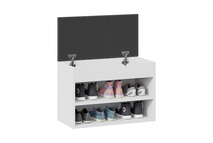 Тумба для обуви Тип 11 Белый Ясень, Велюр Серый